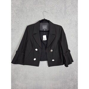 The Limited Jacket Womens 8P Black Double Breasted Cropped Blazer Office Siren